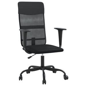 vidaXL Cadeira escrit&oacute;rio tecido malha/couro art. regul&aacute;vel preto