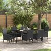 vidaXL Conjunto de Jantar para Jardim com almofada 7 pcs Preto vime PE