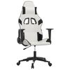 vidaXL Cadeira gaming couro artificial branco e preto