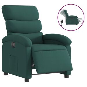 vidaXL Poltrona el&eacute;trica reclin&aacute;vel tecido verde-escuro