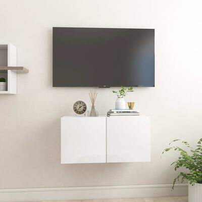 vidaXL Móvel de TV para parede 60x30x30 cm branco brilhante