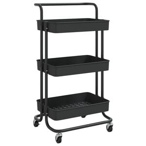 vidaXL Carrinho cozinha c/ 3 prateleiras ferro/ABS 42x35x85 cm preto