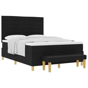 vidaXL Cama Box com cabeceira Preto 190 x 140 cm tecido