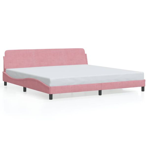 vidaXL Estrutura de cama Dover 200x200 cm veludo rosa