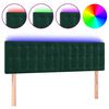 vidaXL Cabeceira de cama c/luzes LED veludo 144x5x78/88cm verde-escuro