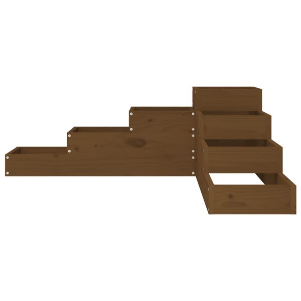 vidaXL Floreira com 4 n&iacute;veis 106x104,5x36 cm pinho maci&ccedil;o castanho-mel