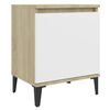 vidaXL Mesa cabeceira pernas em metal 40x30x50 cm carvalho/branco