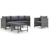 vidaXL 6 pcs conjunto lounge de jardim c/ almofad&otilde;es vime PE cinzento
