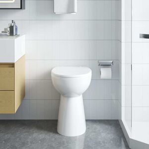 vidaXL Sanita sem rebordo 7 cm altura extra fecho suave cer&acirc;mica branco