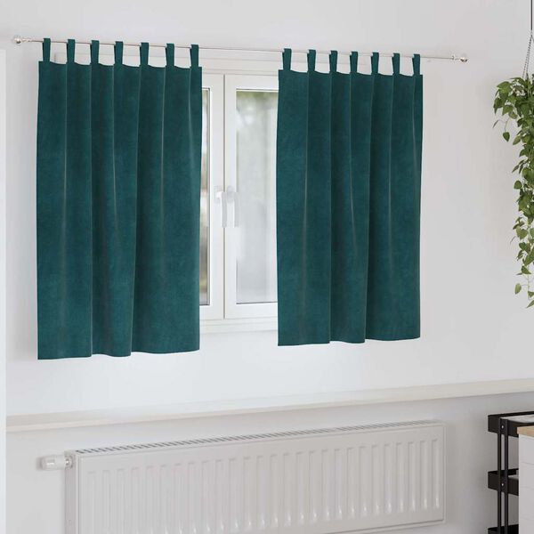 vidaXL Cortinas opacas 2 pcs Verde Escuro 140 x 140 cm Veludo
