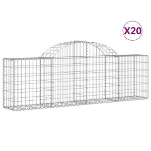 vidaXL Cestos gabi&atilde;o arqueados 20pcs 200x30x60/80 cm ferro galvanizado
