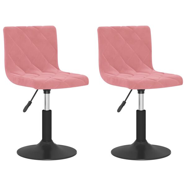 vidaXL Cadeiras de jantar girat&oacute;rias 2 pcs veludo rosa