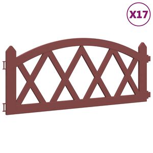 vidaXL Bordas de relvado 17 pcs 10 m PP vermelho
