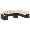 vidaXL 12 pcs conjunto de sof&aacute;s jardim com almofad&otilde;es vime PE castanho