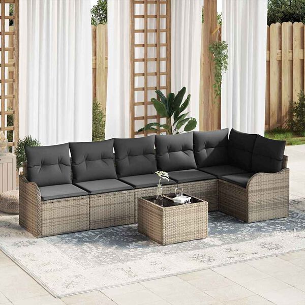vidaXL Conjunto de Sofá de Jardim 7 pcs Preto Rattan Sintético