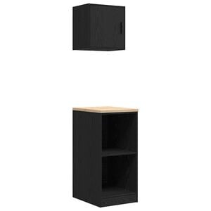 vidaXL Arm&aacute;rios de garagem 2 pcs derivados de madeira preto