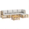 vidaXL 6 pcs conj. lounge de jardim bambu c/ almofad&otilde;es cinzento-claro