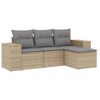 vidaXL 4 pcs conjunto de sof&aacute;s para jardim c/ almofad&otilde;es vime PE bege