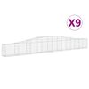vidaXL Cestos gabi&atilde;o arqueados 9 pcs 400x30x40/60 cm ferro galvanizado