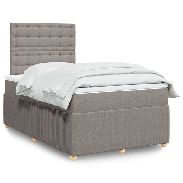 vidaXL Cama boxspring c/ colch&atilde;o 120x190cm tecido castanho-acinzentado