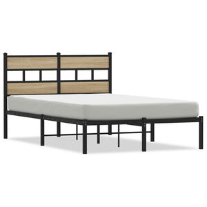 vidaXL Estrutura de cama sem colch&atilde;o 120x200 cm metal carvalho sonoma