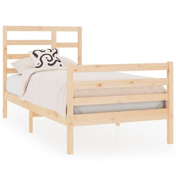 vidaXL Estrutura de cama solteiro 90x190 cm madeira maciça