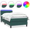 vidaXL Cama box spring c/ colch&atilde;o e LED 90x220 cm veludo verde-escuro