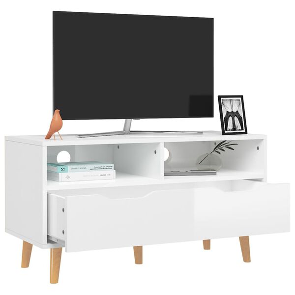 vidaXL Móvel de TV 90x40x48,5 cm derivados de madeira branco brilhante