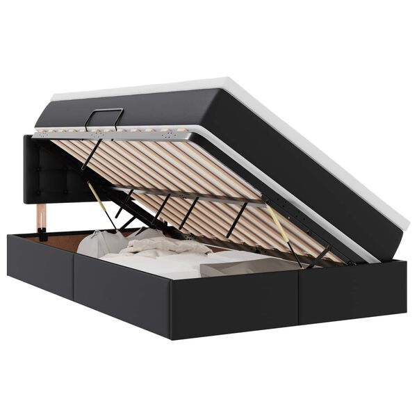 vidaXL Cama com arruma&ccedil;&atilde;o e LED Preto 120 x 190 cm Couro Sint&eacute;tico