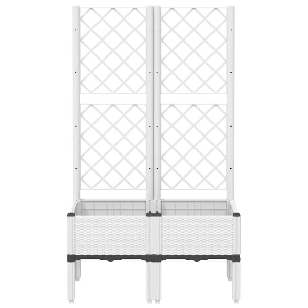 vidaXL Vaso/floreira de jardim c/ treli&ccedil;a 80x40x142 cm PP branco