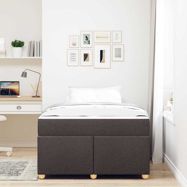 vidaXL Estrutura da Cama com colch&atilde;o Marrom Escuro 120 x 190 cm tecido