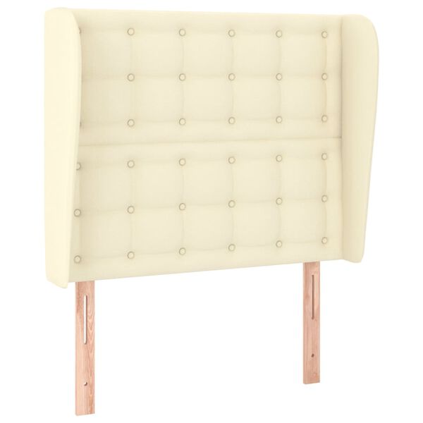 vidaXL Cabeceira cama c/ abas couro artificial 103x23x118/128 cm creme