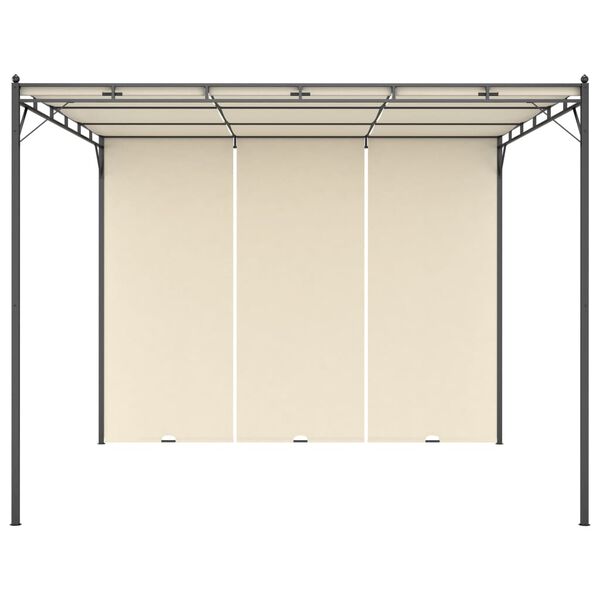vidaXL Gazebo de jardim com cortina lateral 3x3x2,25m cor creme