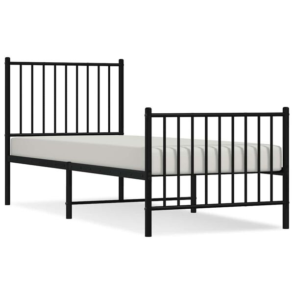 vidaXL Estrutura de cama com cabeceira e p&eacute;s 80x200 cm metal preto