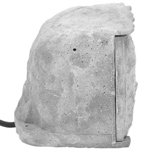 vidaXL Tomada exterior c/ estaca/sensor luz 4 vias aspeto pedra cinza