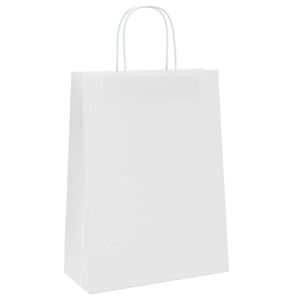 vidaXL Sacos de papel 250 unid com al&ccedil;as branco 26x12x35 cm