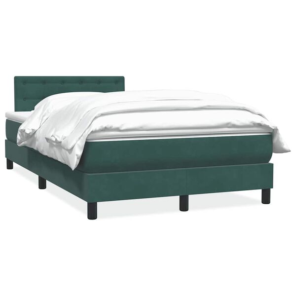 vidaXL Cama com molas/colch&atilde;o 120x220 cm veludo verde-escuro