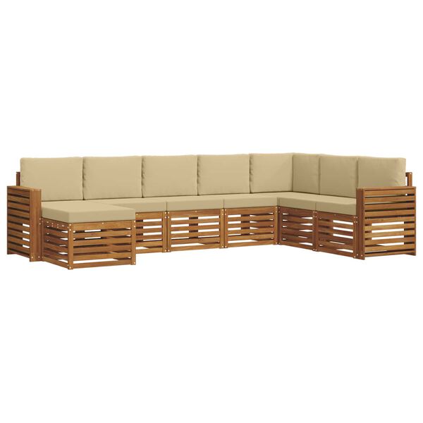 vidaXL Conjunto de Sof&aacute; Sectional com almofada 8 pcs Natural e Bege