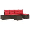 vidaXL Conjunto de Sof&aacute; de Jardim 6 unid. Castanho vime PE