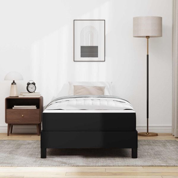 vidaXL Estrutura da Cama com colch&atilde;o Preto 90 x 200 cm tecido