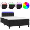 vidaXL Cama box spring c/ colch&atilde;o e LED 120x190 cm couro artif. preto