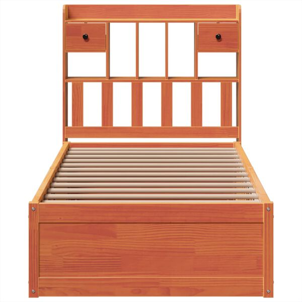 vidaXL Cama sem colch&atilde;o 100x200 cm pinho maci&ccedil;o castanho-mel