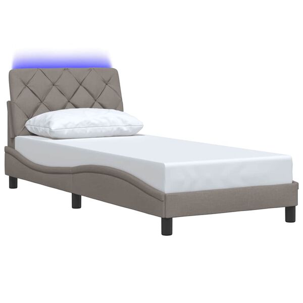 vidaXL Estrutura de cama com LED sem colch&atilde;o 90x190 cm tecido
