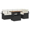 vidaXL Conjunto de Sof&aacute; de Jardim 6 unid. Preto e creme