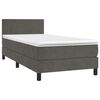 vidaXL Cama box spring c/ colch&atilde;o/LED 90x200 cm veludo cinzento-escuro