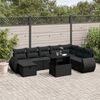 vidaXL 9 pcs conjunto de sof&aacute;s p/ jardim c/ almofad&otilde;es vime PE preto