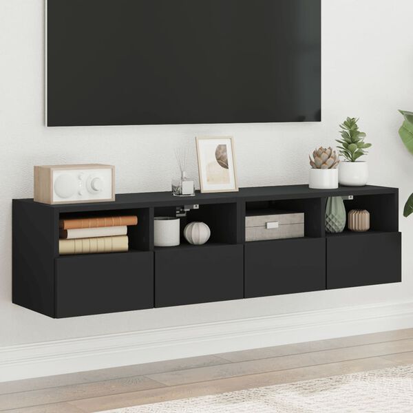 vidaXL M&oacute;veis de parede p/ TV 2 pcs 60x30x30cm derivados madeira preto