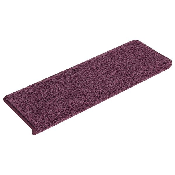vidaXL Tapetes de escada 15 pe&ccedil;as 65x21x4 cm roxo escuro com borda retangular