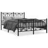 vidaXL Estrutura de cama com cabeceira e p&eacute;s 135x190 cm metal preto