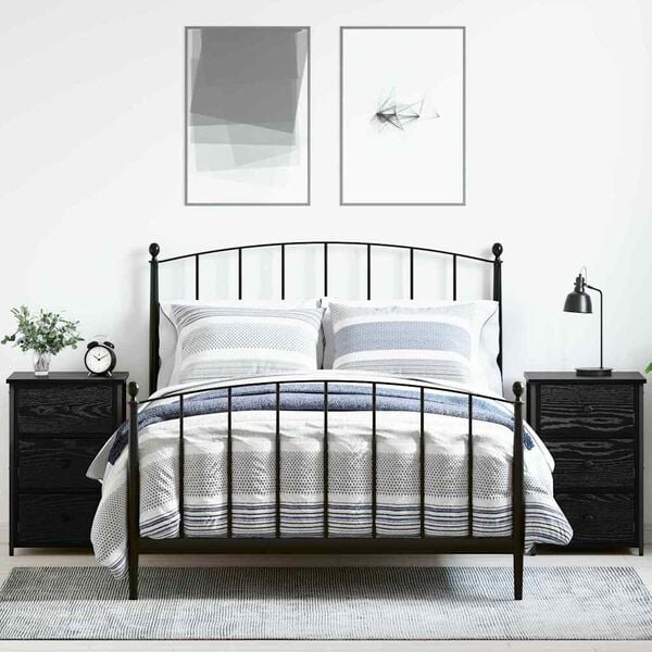 vidaXL Arm&aacute;rio de Cabeceira 2 pcs Carvalho Preto 40 x 36 x 60 cm